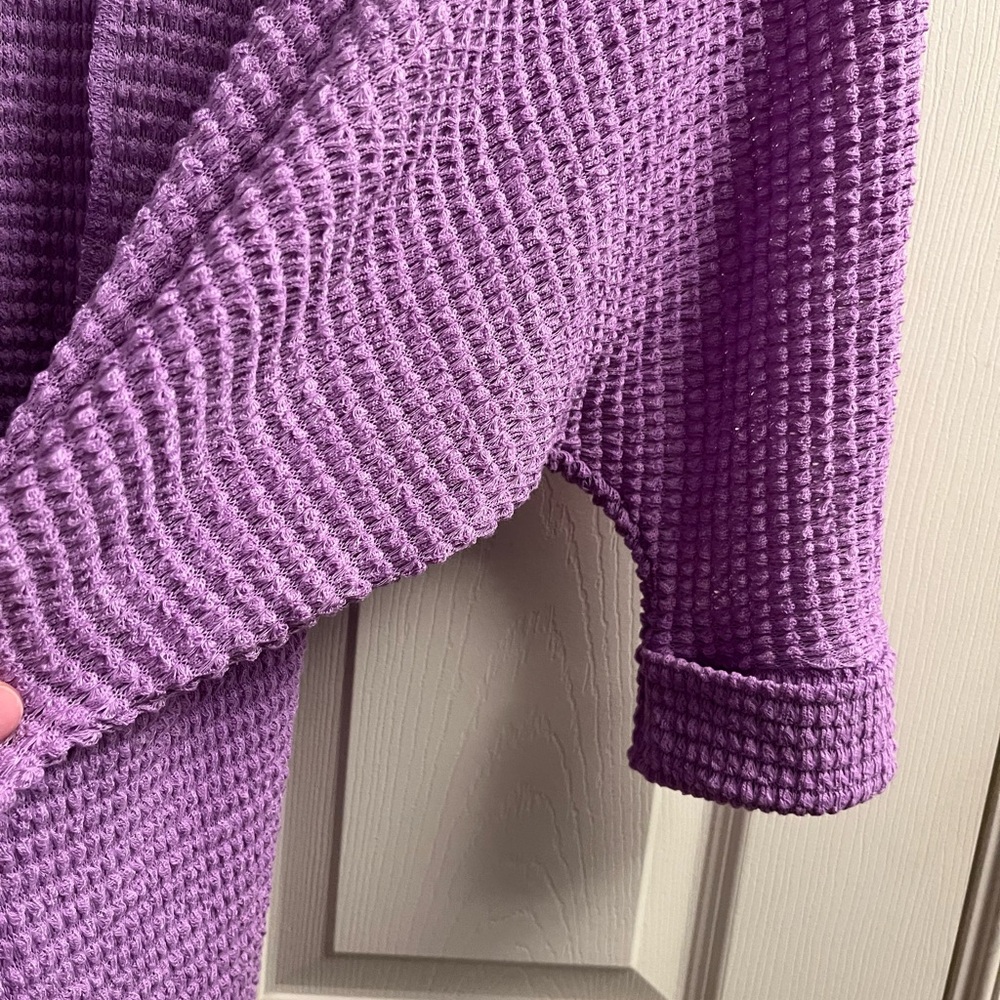 Zenana Outfitters Purple  Waffle Knit Top Dolman Sleeves Large/XLarge - Picture 4 of 6